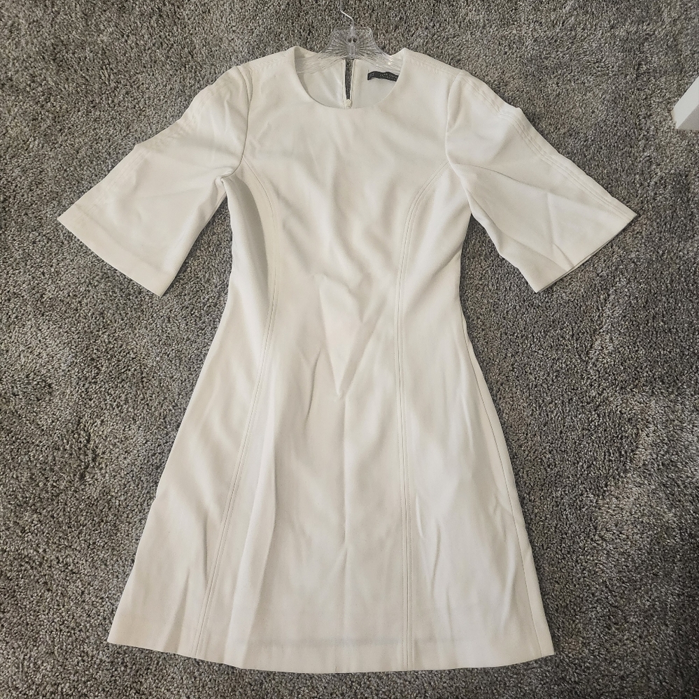 Zara White Sheath Dress with Raglan Short Sleeves